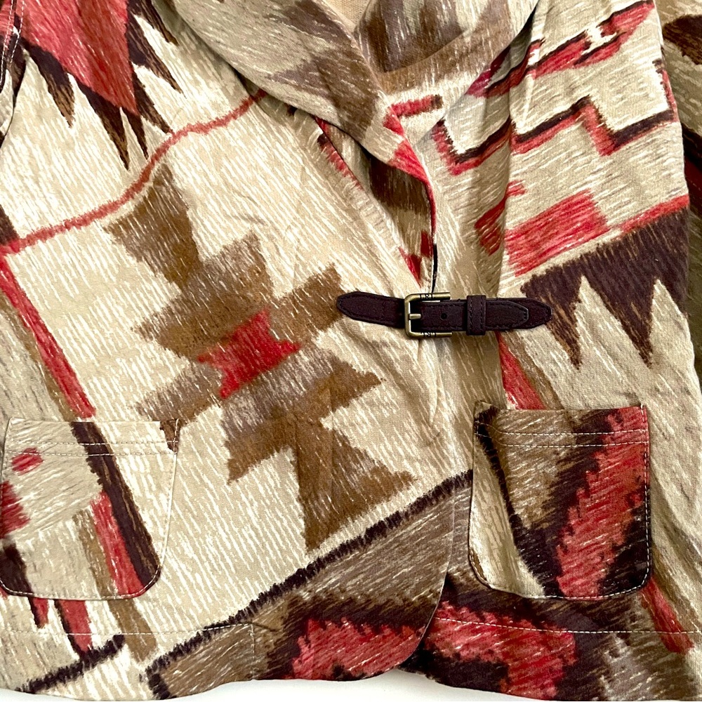 Ralph Lauren Tribal Western Aztec Jacket Women's Medium Petite Shawl Collar - Picture 4 of 7